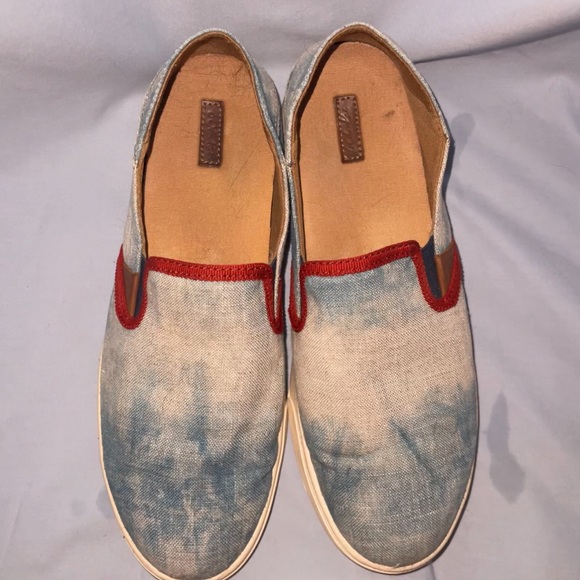 Rare OluKai Pehuea Hawaiian Blue Shibori Dyed Canvas Slip-on Shoes - Picture 1 of 4